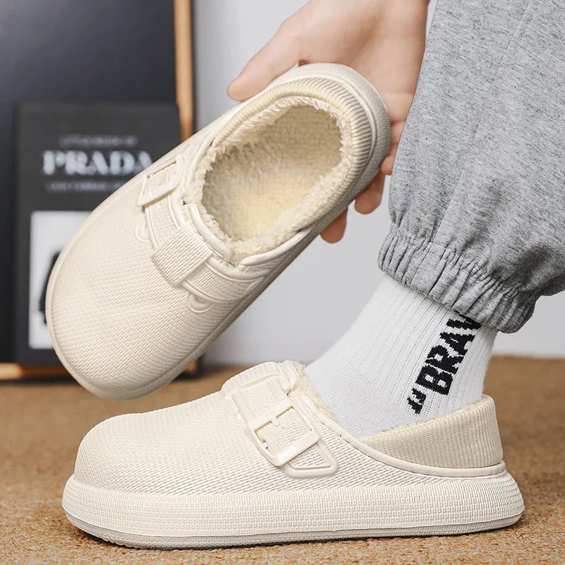 Winter Slippers for Men Half Shoes Anti-Skid Kitchen Shoes Lightweight Eva Slides Comfortable Male Sandals Chaussures Homme Luxe