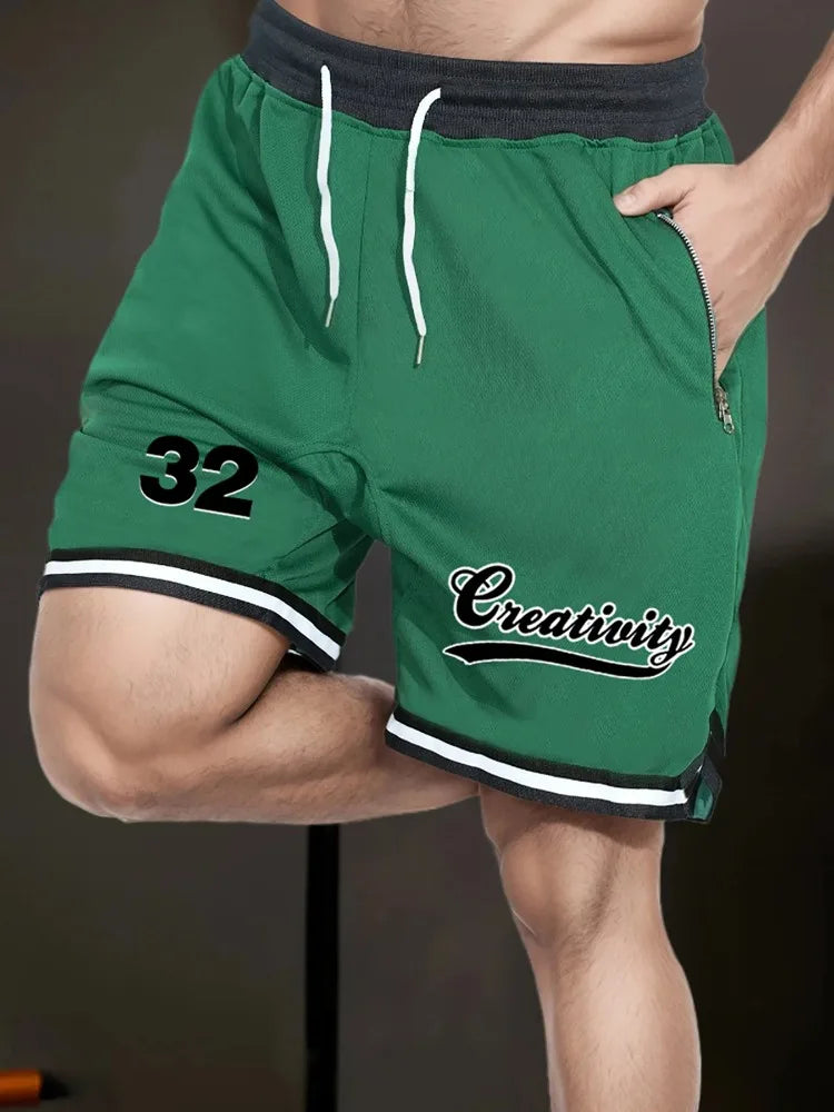 Men's Basketball Shorts Sports Fitness Running Casual Shorts Summer Breathable Five Points Pants Loose Quick-Drying Short Pants