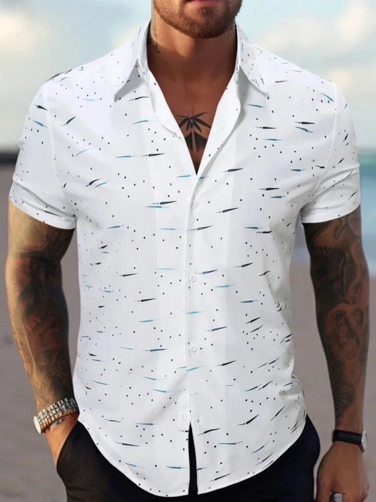 Hawaiian Shirt For Men Vacation Daily Slim Fit Tops Gym Elegant Flower Pattern Leaves Social Casual Fashion Camisa Y2k Clothing