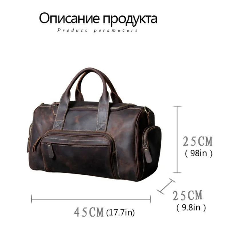 New Men's Leather Travel Bag Premium Genuine Leather Business Backpack - RFID Anti-Theft Outdoor Duffel Bag for Business