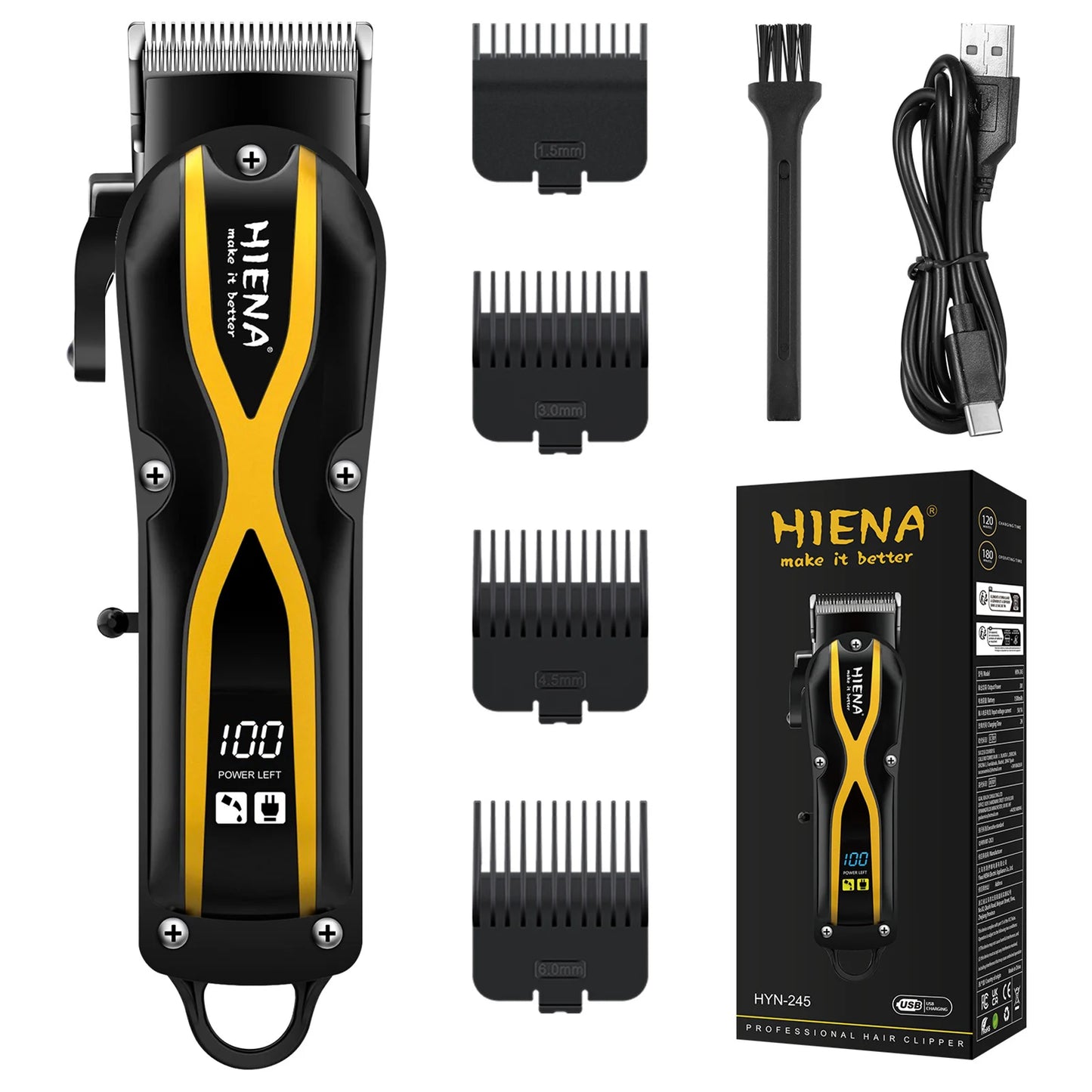 HIENA Hair Clippers for men Rechargeable Cordless Hair Trimmer Head Shavers haircut Professional barber hair cutting machine