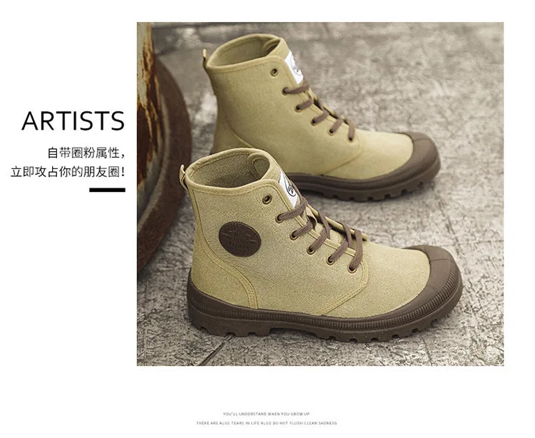 New Fashion High-top Mens Boots Outdoor Comfortable Mens Casual Boots Jungle Mountaineering Men Shoes Wide Bottom Platform Boots