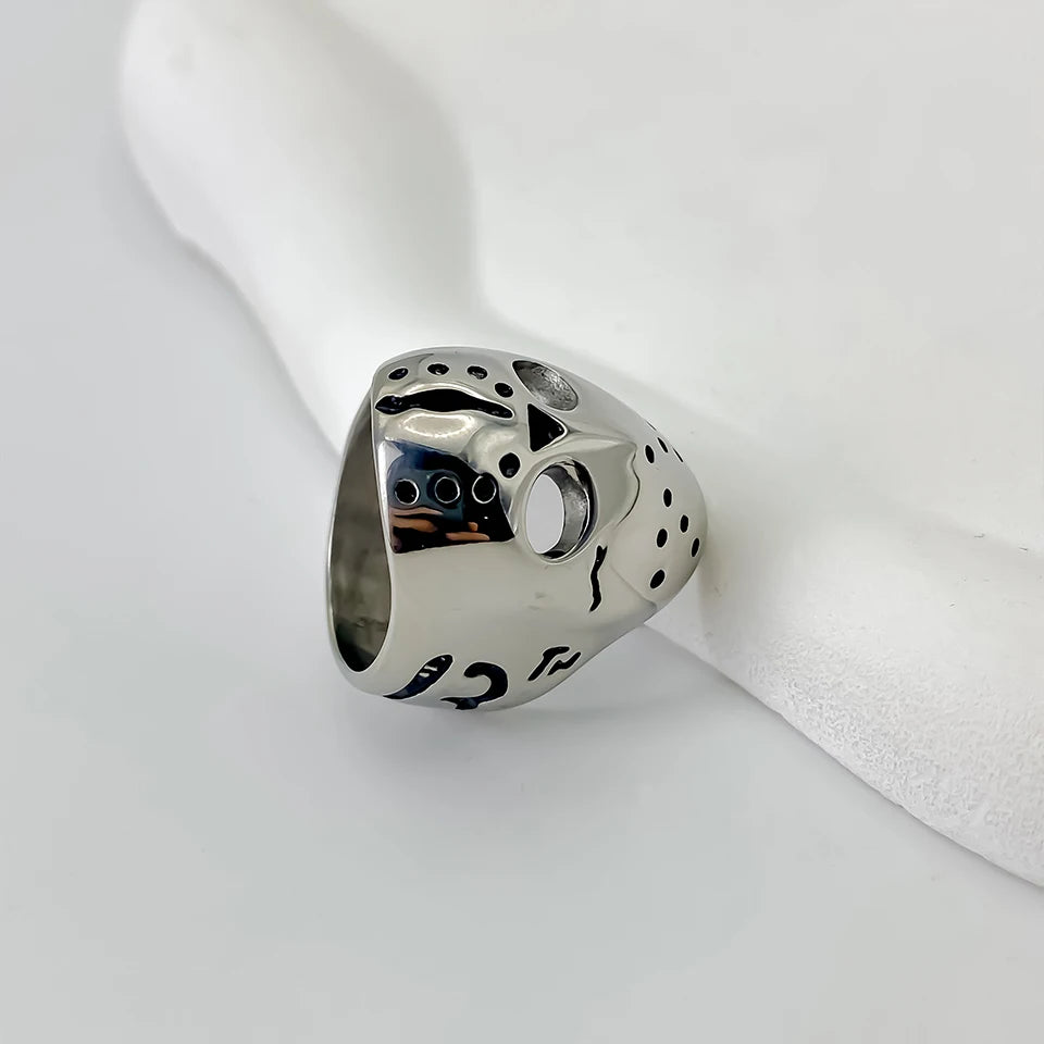 eManco Stainless Steel Mask Shape Prom Men's Titanium Ring 2025 New Pre-Owned Punk Vintage Metal Accessories Wholesale