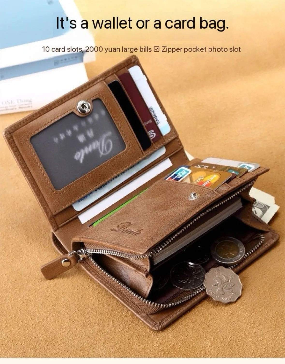 High Quality Men Wallet 2025 New Style Fashion Large Capacity Retro Card Bag Zipper Purses Pocket Short Men's Leather Wallet