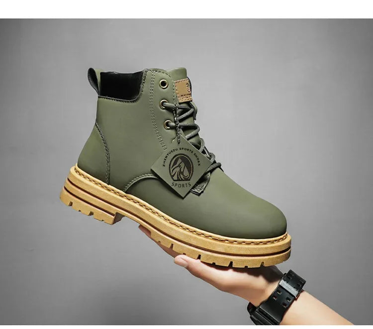 Men's Footwear Resistant Waterproof High-top Motorcycle Boots Soft Bottom Work Clothes Anti-slip Yellow Boots Men Cowboy Boots