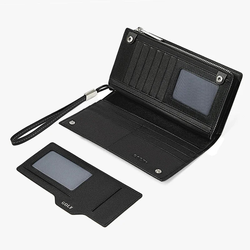 GOLF Long Wallet for Men Leather Male Clutch Bag Purse Wallet Wrist Bag Credit Card Organizer Hand Bags Money Clip Minimalist