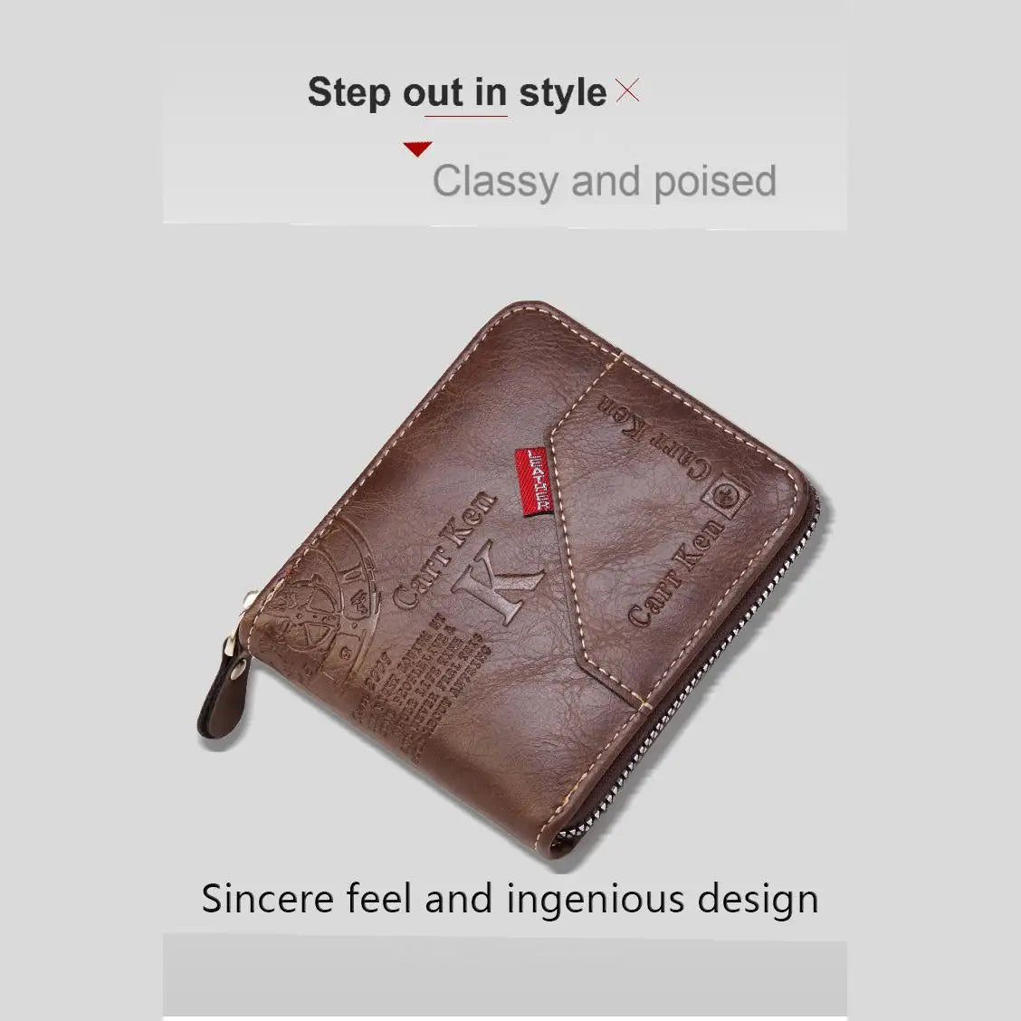 Men’s PU Waxed Oil Leather Wallet – Short Bifold Coin Purse with All-Around Zipper for Cash & Cards