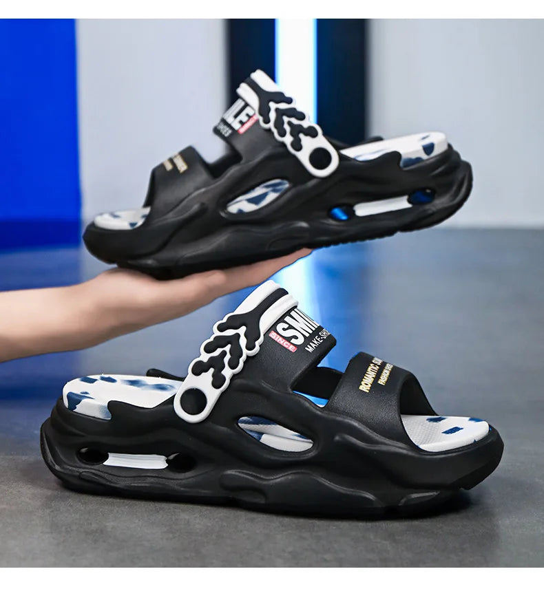 Fashion Men's Slide Slippers 5CM Platform EVA Beach Shoes Men Comfortable Outdoor Cloud Slippers For Men Summer Pantuflas Hombre