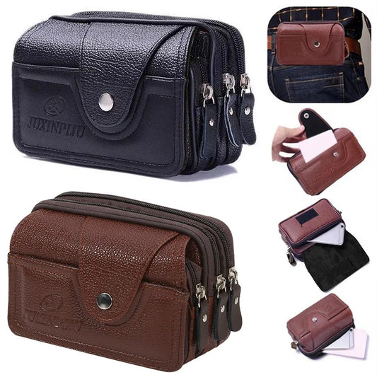 PU Leather Hand Bags For Men Large Capacity Money Purse Cell Mobile Phone Pocket Women Soft Double Zipper Male Clutch Bags