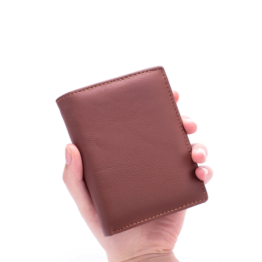 men's wallet Genuine Leather Wallets For Men Coin Purse Vintage Vertical Short  Credit Card Holder Money Bag Men's RFID wallet
