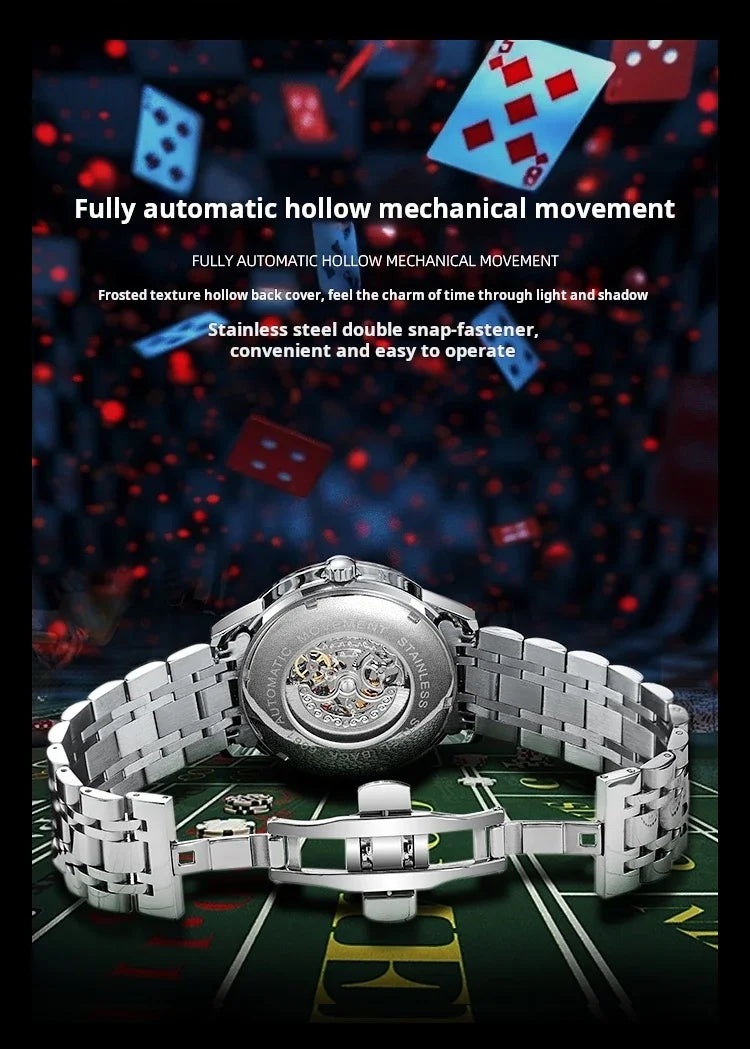 Men Mechanical Watch Automatic Luxury Gambling Rotating Plate Dial Wristwatch Man Casual Waterproof Luminous Clock Reloj Hombre