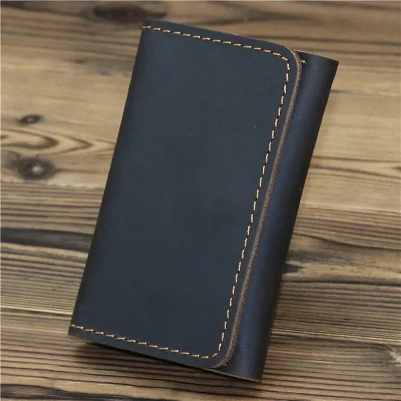 Handmade Vintage  Leather Men Wallet Men Purse Cowhide Leather Short Card Wallet for Male Money Clips Money Bags New