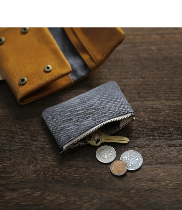2025 Handmade Wallet Men's Short Leather Triple Fold Money Clip Cowhide Youth Buckle Student Vertical Vegetable Tanned Leather