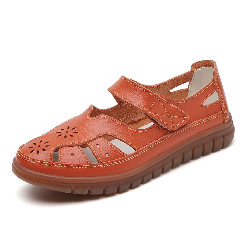 Sandals Summer Breathable Leather Slippers Women Fashion Non-Slip Casual Roman Shoes Ladies Sandals on Sale Off White Shose