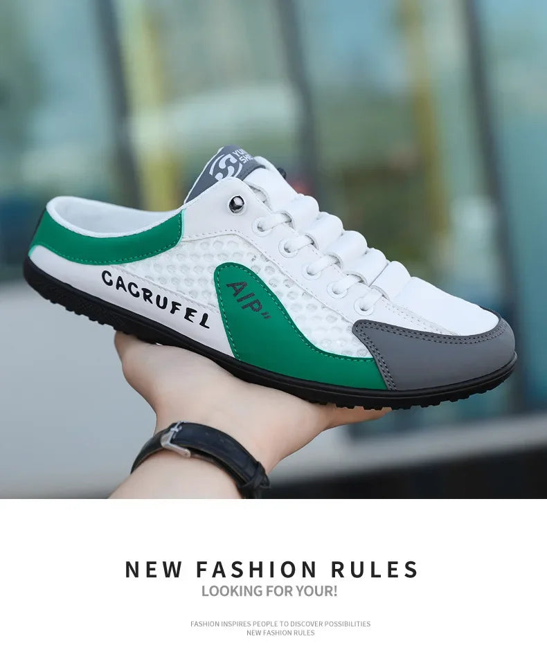 Men's Fashion Soft-soled Half Slippers Summer Trendy Bottom Casual Shoes Soft Sole Support Shoes Sneakers Half Drag Sandals