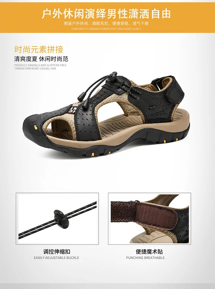 Summer Hiking Sandals for Men Quick Dry Outdoor Trail Walking Closed Toe Water Sandals Casual Lightweight Summer Beach Shoes