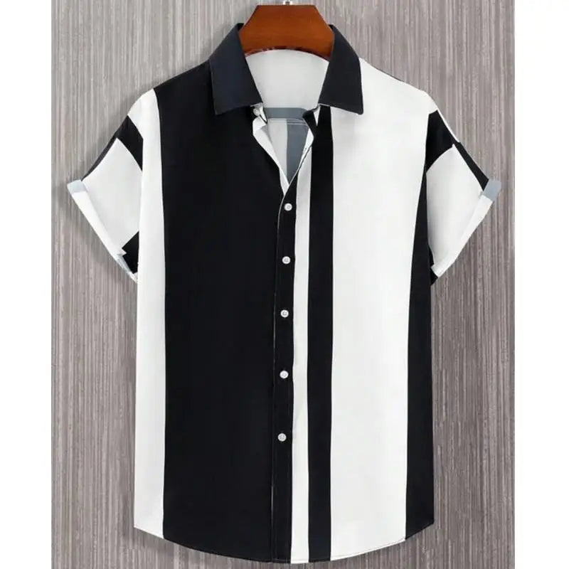 Simple Shirts For Men 3d Stripe Printed Men'S Clothing Loose Oversized And Blooms Casual Short Sleeved Daily Street Tops