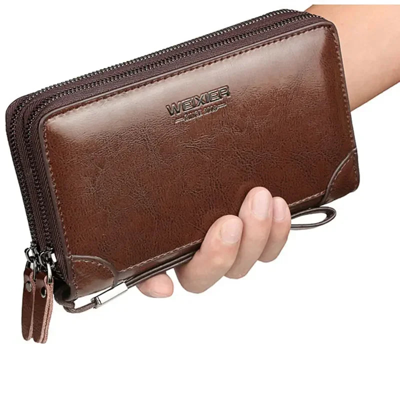 New Men Wallets Leather Men Bags Clutch Bags Koffer Wallet Leather Long Wallet with Coin Pocket Zipper Men Purse