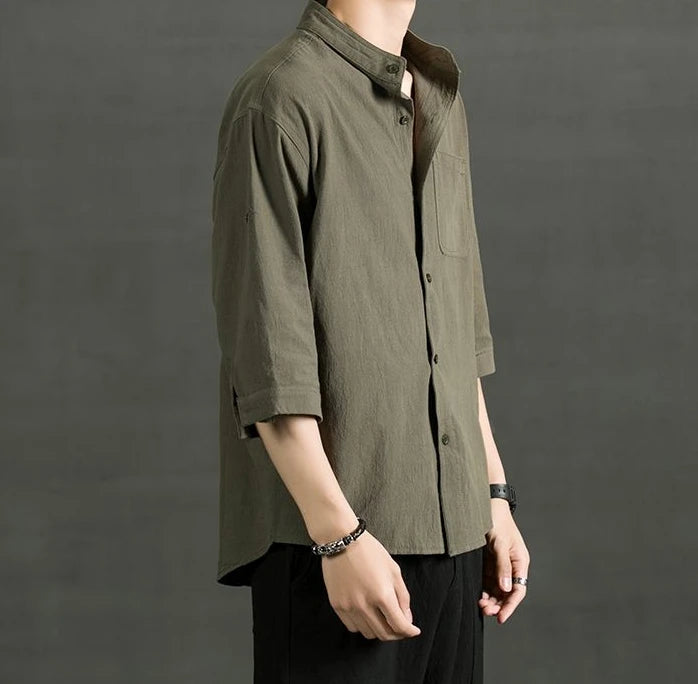 Shirts For Men White Man Shirt Plain With Pocket Linen And Cotton Half Sleeve Social Fashion Summer Designer Sale Xxl Casual Hot