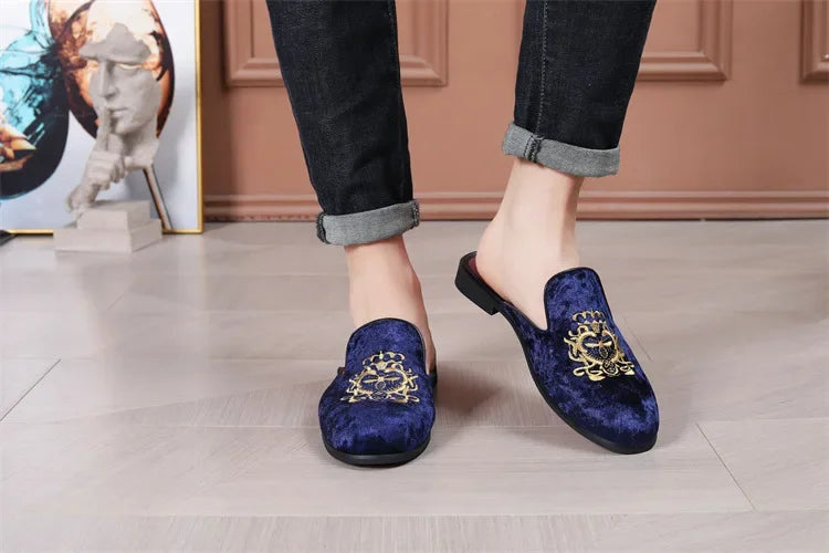 2025 New Male Casual Mules Moccasins Breathable Loafers Men's Tassels Half Slippers Suede Leather Shoes Zapatos Hombre