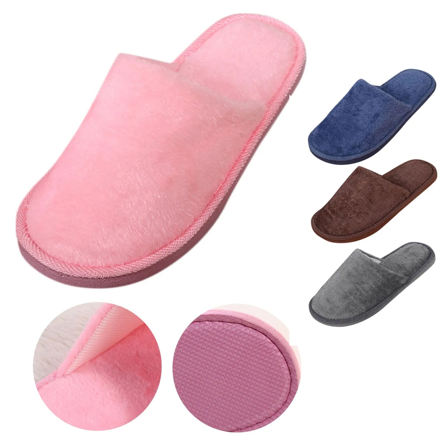 Men's Winter Slippers Warm Bedroom Plush Shoes Home Floor Soft Indoors Thin Velvet Solid Color Non Slip Half Drag Slipper