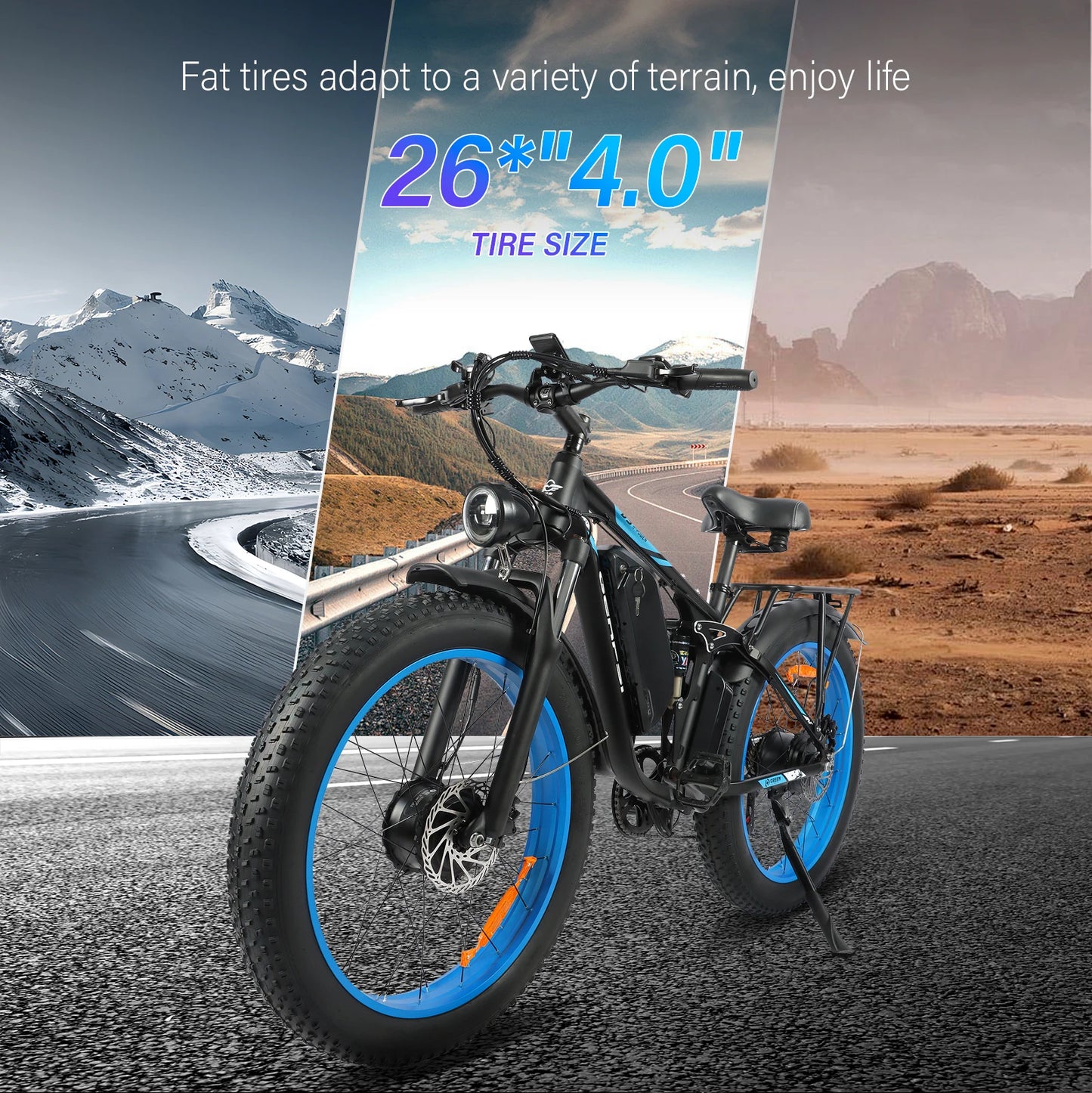 3000W High-Power Electric Mountain Bike BAOLUJIE DP-2603 - 48V 25AH Large Battery 26-Inch Wide Tires