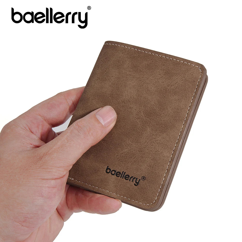 New Baellerry Wallet for Men PU Leather Front Pocket Minimalist Money ClipTravel Essentials Black blue brown gray four colors