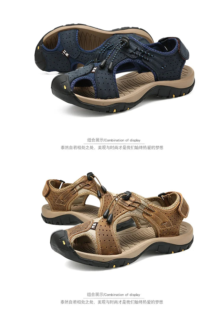 Summer Hiking Sandals for Men Quick Dry Outdoor Trail Walking Closed Toe Water Sandals Casual Lightweight Summer Beach Shoes