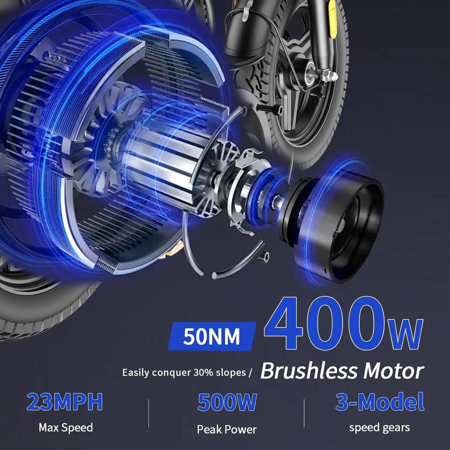 Folding Electric Bike for Adults, 500W Peak Motor, Up to 23 MPH, 14” Foldable Ebike with 48V 12Ah Battery, 35 Miles, Customized