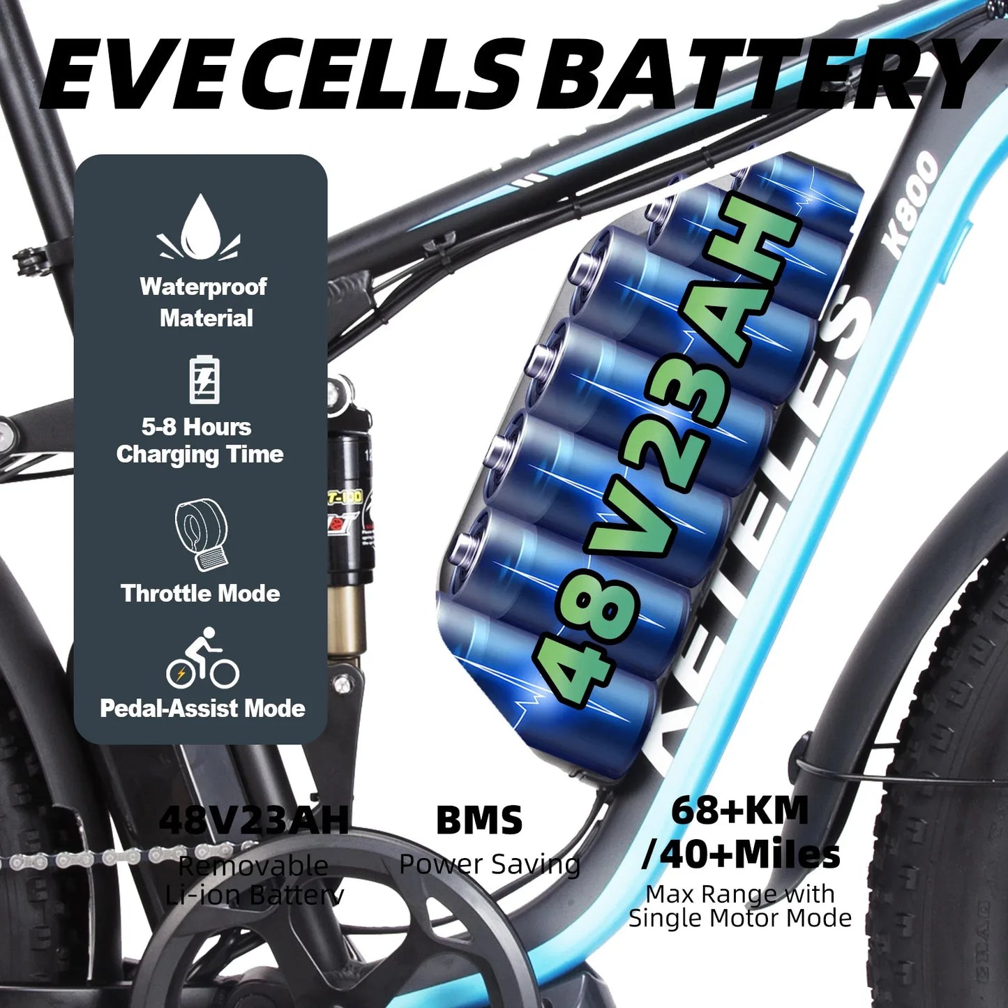 New electric bicycle K800 adult fashion electric bike 2000W powerful motor 48v23ah battery E-bike fat tire mountain off-road