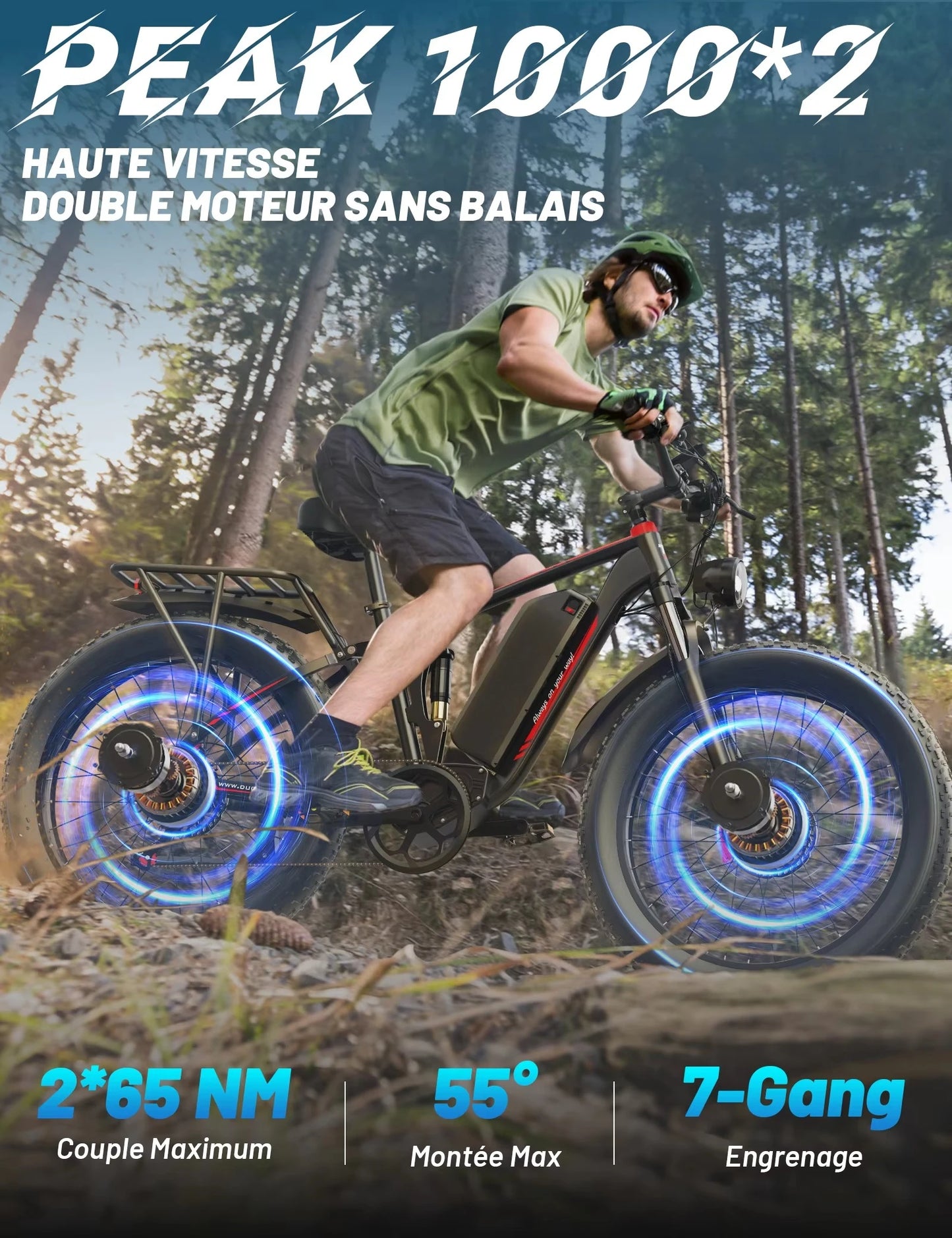 Duotts S26 1000*2 Dual Motor Electric Bike with 48V 20AH Lithium Battery Snow Mountain 26inch Fat Tire for Adults