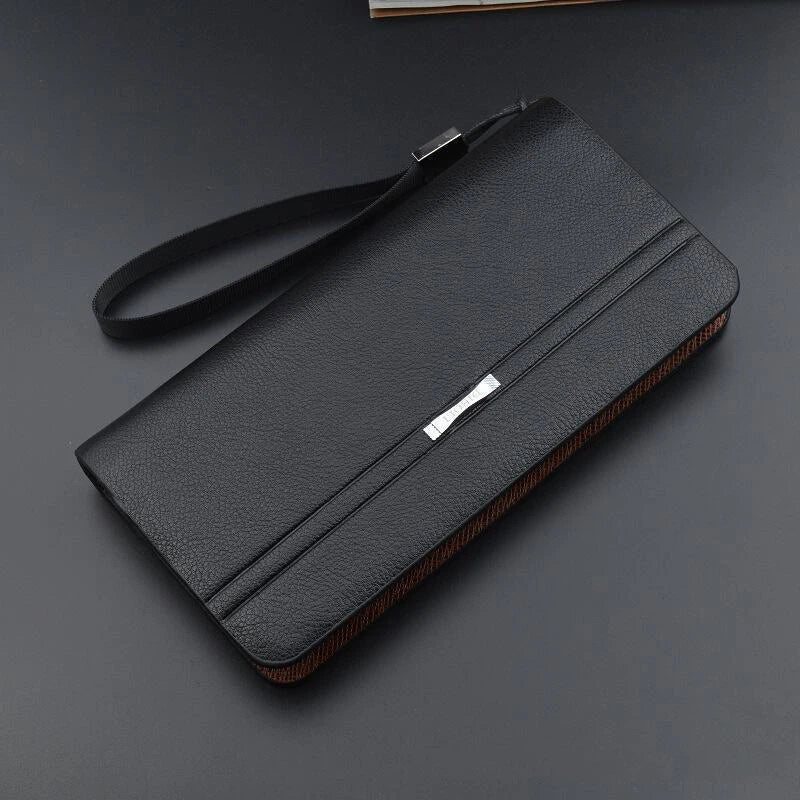 Men's Leather Long Wallet - Business Clutch with Phone Slot & Card Holder, Large Capacity Gift for Dad/Husband/Boyfriend