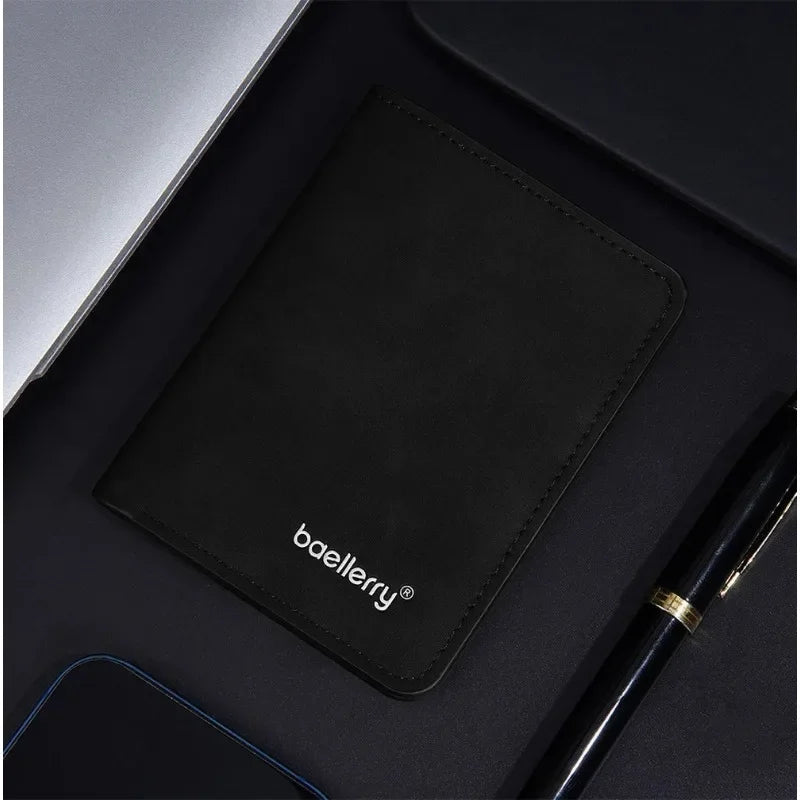 New Baellerry Wallet for Men PU Leather Front Pocket Minimalist Money ClipTravel Essentials Black blue brown gray four colors