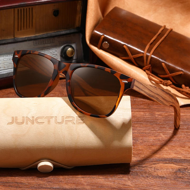 JUNCTURE Fashion Bamboo Wood Vintage Square Sunglasses Men Women Luxury Brand Designer Sun Glasses Wooden Driving UV400 Eyewear