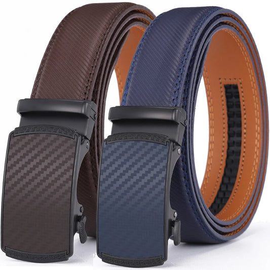 Men Leather Belt Alloy Automatic Buckle Male Belt Man Fashion Belts Genuine Leather Luxury Belts for Men Business Designer Blue