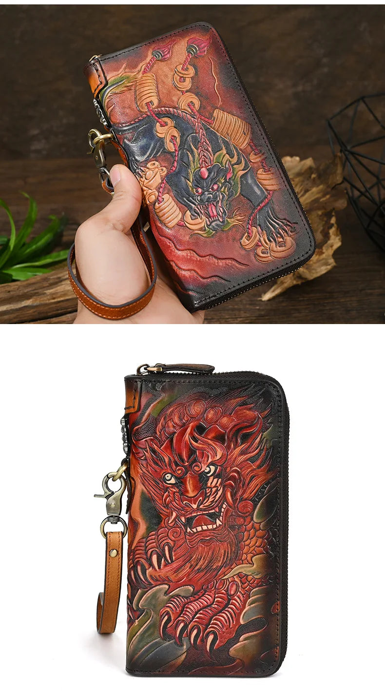 Men's Genuine Leather Wallet with Handcrafted Embossed Design