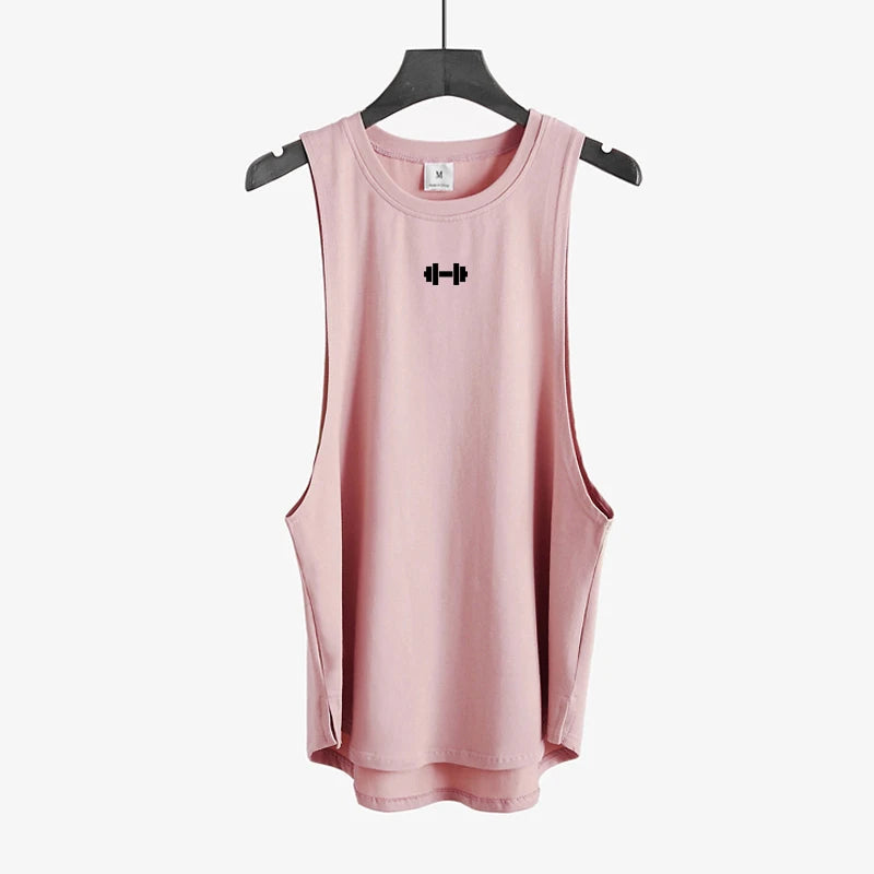 Mens Workout Muscle Sleeveless T-Shirts Gym Bodybuilding Fitness Sport Tank Tops Summer Breathable Cotton Loose Elastic Singlets