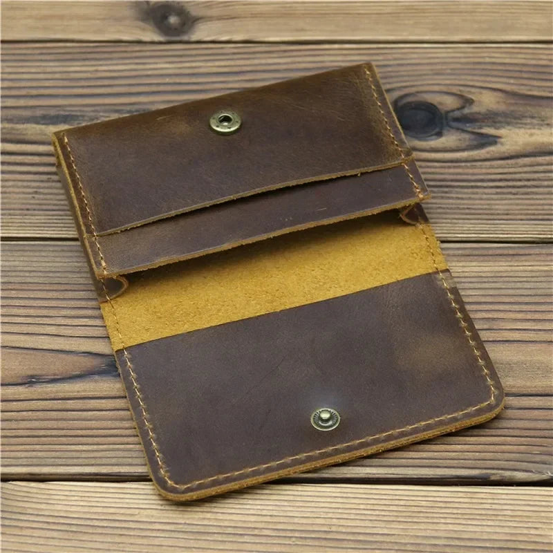 Handmade Vintage  Leather Men Wallet Men Purse Cowhide Leather Short Card Wallet for Male Money Clips Money Bags New