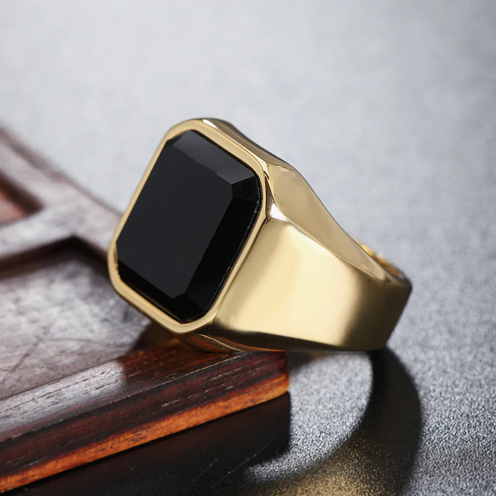New Copper Material Open Adjustable Ring Amber Gemstone Personality High Jewelry Fashion Luxury Business Men's High-end Ring