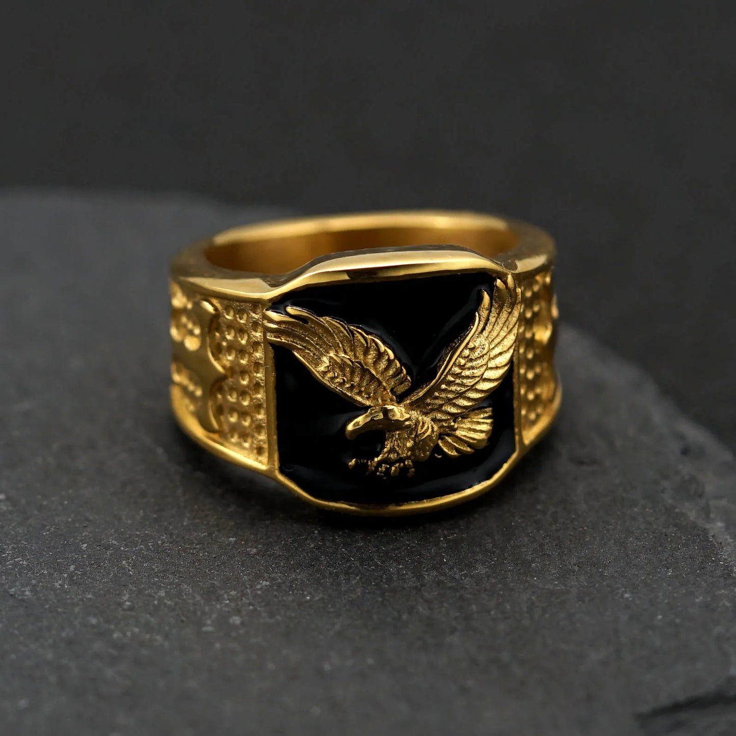 Domineering gold color stainless steel Eagle Rings for Men Classic Ring Hip Hop Rock Party Jewelry Gift