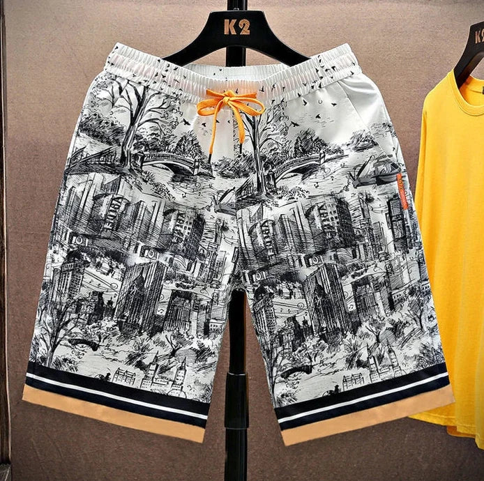 Shorts for Men Anime Graphic Board Man Short Pants Beach in Bulk with Ice Elastic Personalizate Fashion Streetwear New Pant 2024