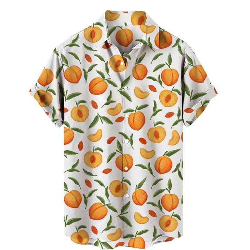 Men's Shirt  Fruit Pear Lemon 3d Printing Top Spring Summer Casual Hawaiian Blouse Lapel Short Sleeves Oversized Shirts Tops