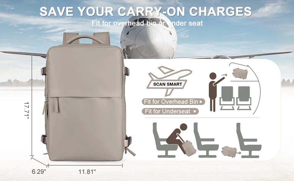 Travel Backpack for Men Women, 40L Flight Approved Carry on Hand Luggage, Anti-Theft Business Laptop Large Daypack Weekender Bag