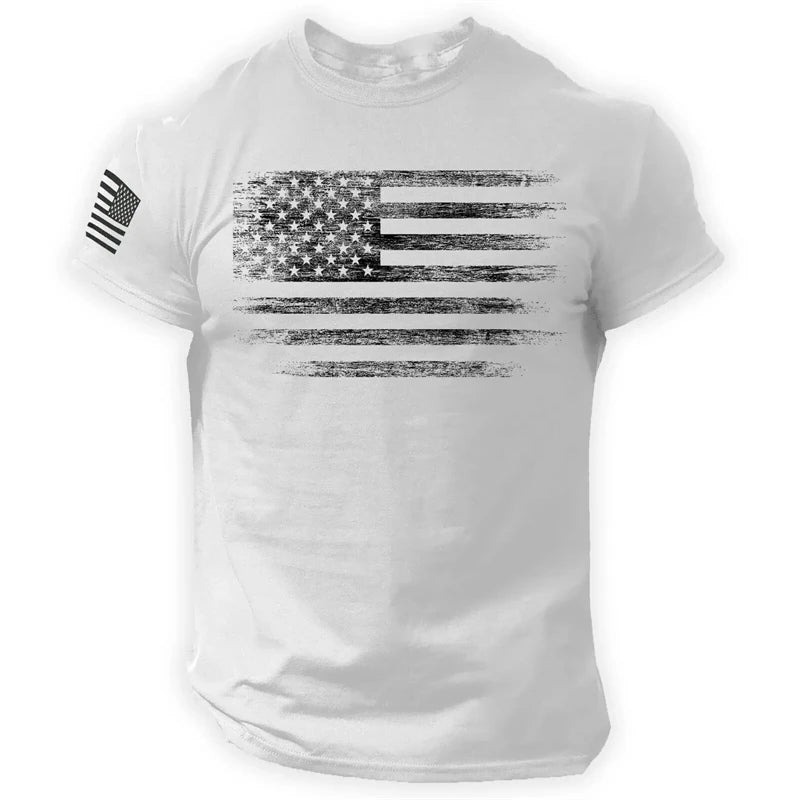 Gym Men's T Shirt For Men 3d Print USA Flag T-shirts Casual Oversized Short-sleeved Tees Summer Sportswear Tops Men Clothing