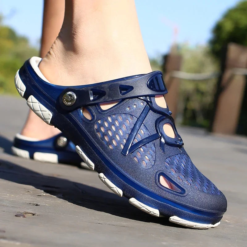 Fashion Men Slippers Casual Sandals Anti Slip Wear-Resistant Breathable Cushioning Color Blocking Design Versatile Sport Shoes