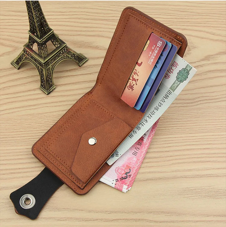 Men's Leather Wallet Short Purse for Man Wallets 2023 Credit Card Holder Money Bag Coin Bag Hasp Small Wallet Portafoglio Uomo
