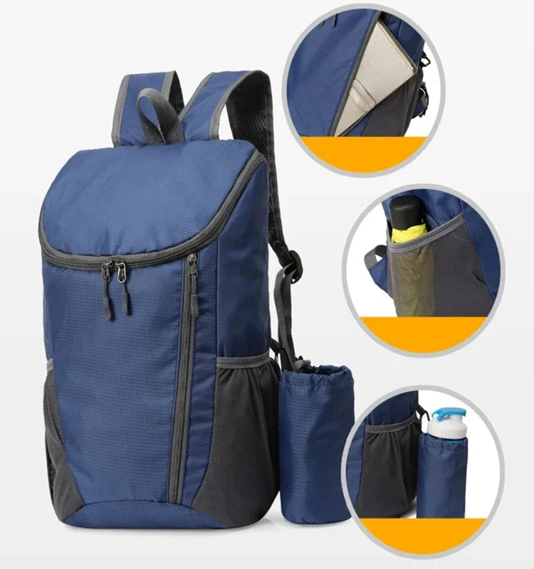 Latest Outdoor Sports Portable Backpack with Bottle Holder Large Capacity Fitness Travel Hiking Day Bag Suitable for Both Men