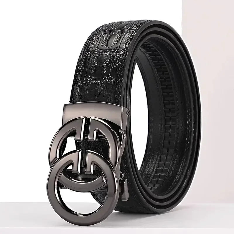 Men's Belt Made of High Quality Material Metal Alloy Automatic Buckle Brand Luxurious Design Men's Belt