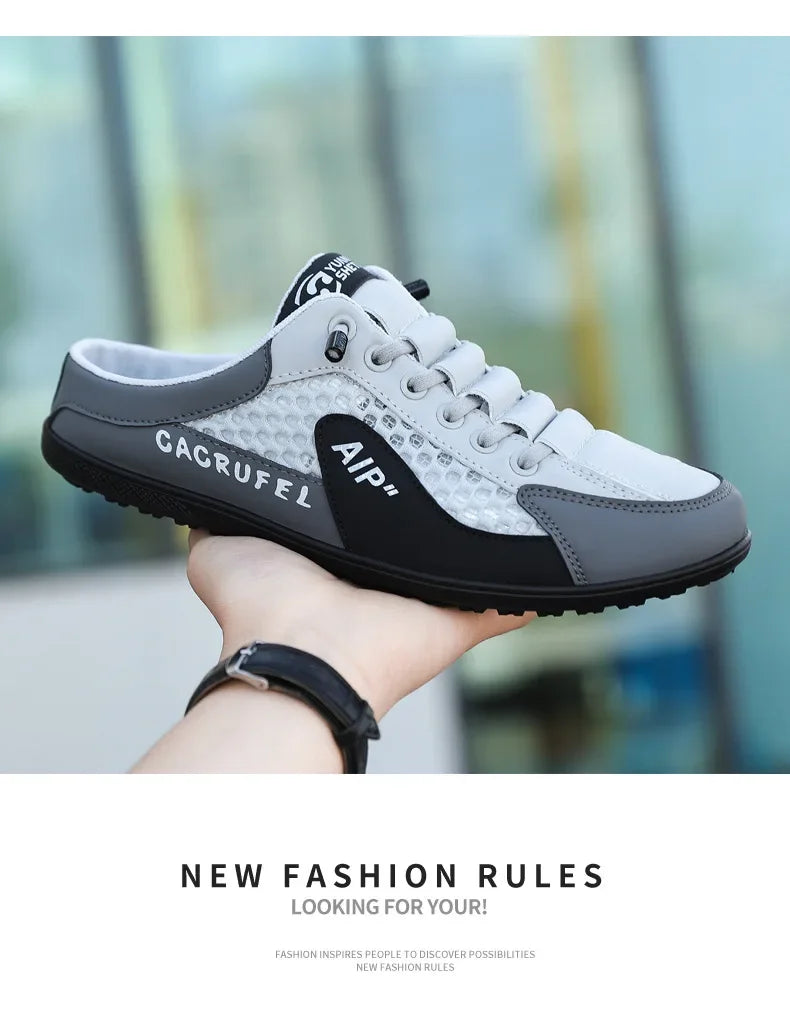 Men's Fashion Soft-soled Half Slippers Summer Trendy Bottom Casual Shoes Soft Sole Support Shoes Sneakers Half Drag Sandals