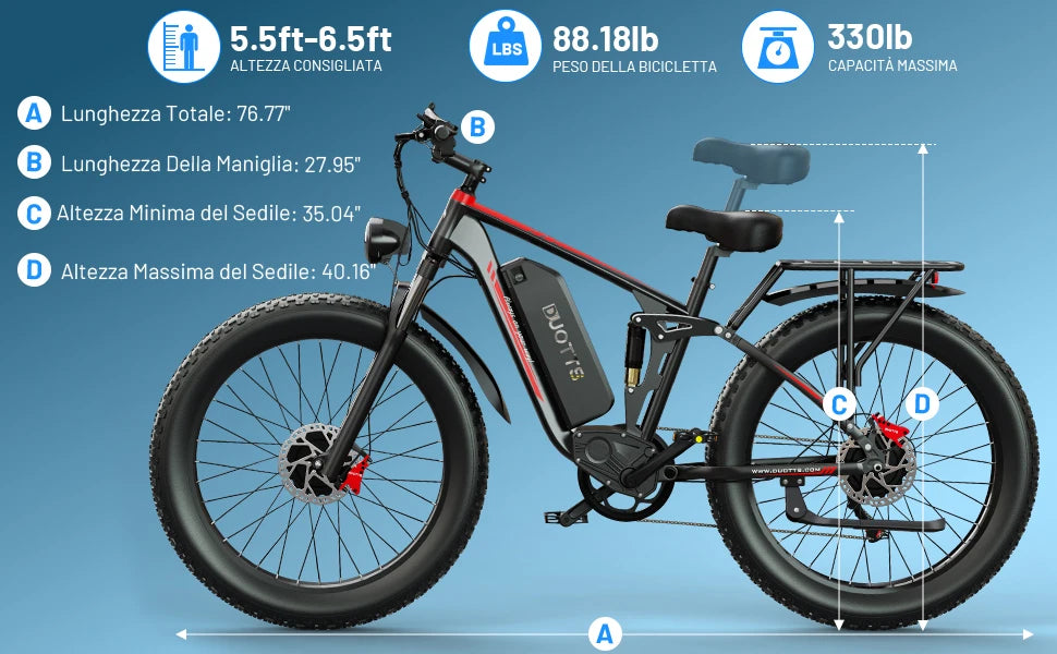 EU Dropshipping Duotts S26 Ebike 48V 750w*2 Motor 20aH 26Inch Fat Tire Electric Mountain Bike Mtb Moped Electric Bike